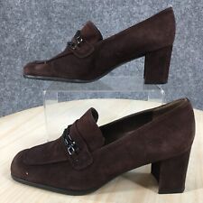 Stuart Weitzman Shoes Womens 8 B Casual Slip On Penny Loafer Brown Suede Heels