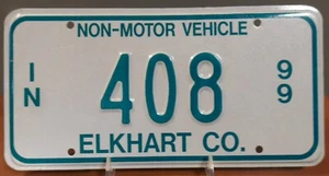 1999 Indiana, IN, Nicht-Kraftfahrzeug Elkhart County Nummernschild 408 AMISH BUGGY - Bild 1 von 3