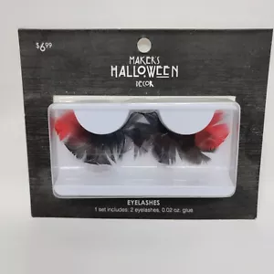 Fabricantes Halloween Glamour Halloween Disfraz Pestañas Emplumadas Negro Rojo - Imagen 1 de 2