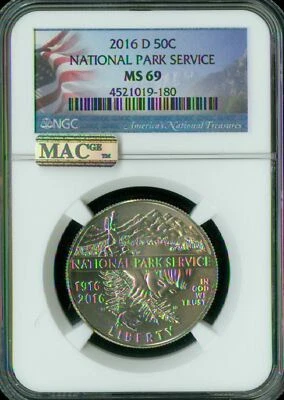 2016 D NATIONAL PARK HALF DOLLAR NGC MAC MS69   2.4 TIME RARER 1996 SWIMMER * - Image 1 of 4