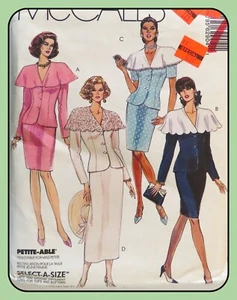 VESTIDO Misses Dos Piezas Patrón con Cuello Capa 2 Longitudes McCall's 76290 De Colección 1992 - Imagen 1 de 4