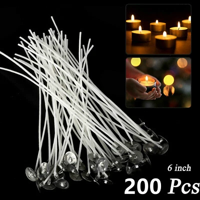 200pcs Candle Wicks 6 Inch Cotton Core Candle Making Supplies Pre Tabbed New - Image 1 of 4