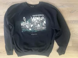 Sudadera De Colección Años 80 Hanes Longview, WA Washington Negra Raglán XL Letras Abullonadas - Imagen 1 de 8
