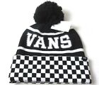 Vans Unisex Spirit Pom Checkerboard Cuff Beanie Cap Hat Black White OSFA NWT