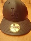 new era cap 59fifty 7 3/8 LA Dodgers Leather Baseball Cap