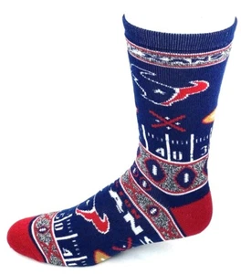 Houston Texans Football Ugly Christmas Sweater Football Yardline Crew Socks - Picture 1 of 3