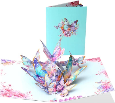 Tarjeta de Felicitación Mariposa Pop-Up 3D, Incluye Mini Tarjeta para Mensaje, Todas las Ocasiones Foto 1 de 4
