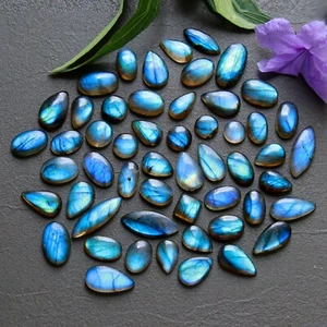 53Pc 160Cts Natural Labradorite Cabochon Loose Gemstone Lot 9x17-8x11mm #R-12199 - Picture 1 of 7