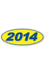 2014 Model Year Vinyl Car Window Stickers (Blue/Yellow) (12 of 1 Year Per Pack) - Picture 1 of 1