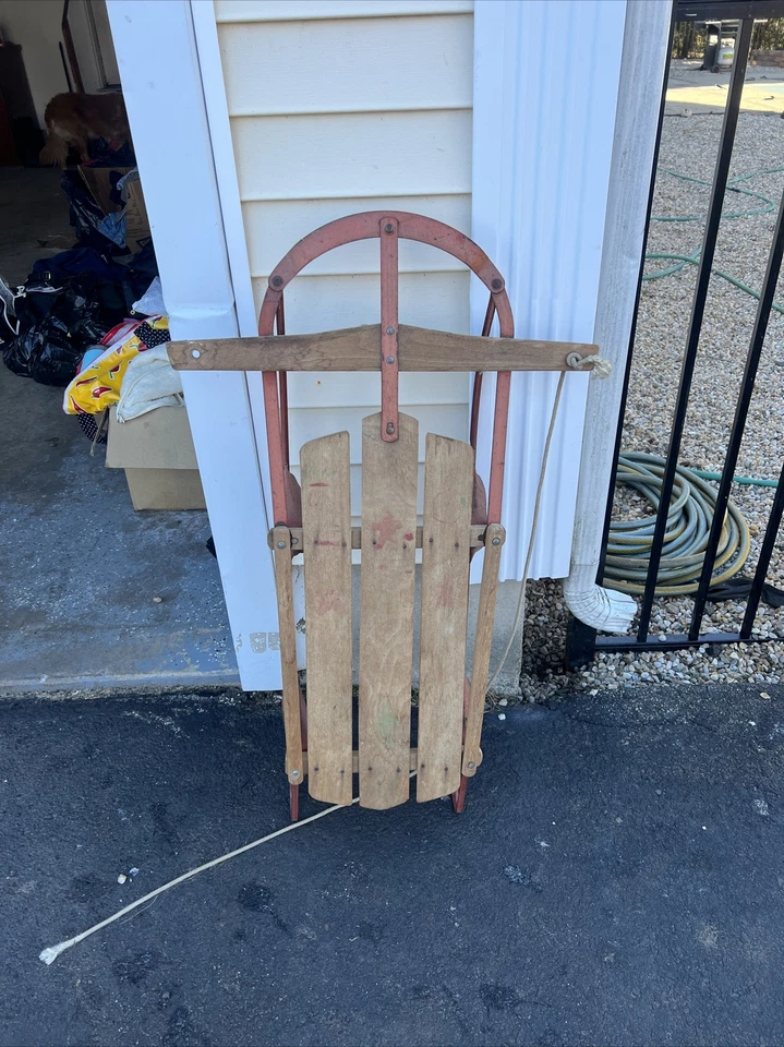 antique wooden snow sled - Image 1 of 1