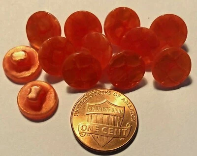 12 Small Pearlized Orange Plastic Shank Buttons Just Over 7/16" 11.5mm 9869 - Image 1 of 2