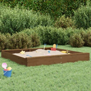 Sandkasten mit Sitzen Honigbraun Quadratisch Massivholz Kiefer - Bild 1 von 9