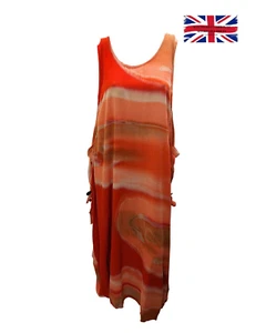 Womens Plus Size Curve Bubble Dress Abstract Print  Pocket Maxi Free Size -  P33 - Picture 1 of 1