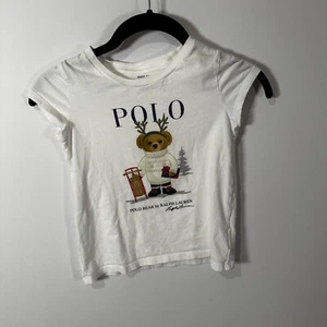 Polo Ralph Lauren Girl's Toddler Reindeer Bear Holiday Sled Print Cotton T-Shirt - Picture 1 of 5