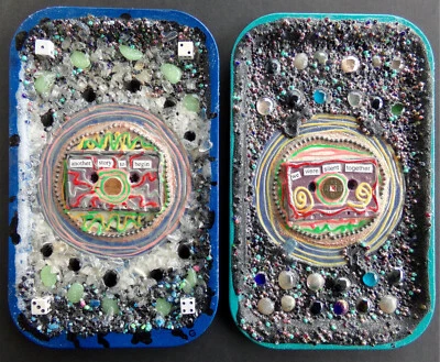 Arte Reciclado 2x Set OTRA HISTORIA PARA EMPEZAR Y CALLAMOS JUNTOS Original 3D Foto 1 de 4