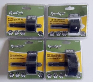 4 PC LOT REMGRIT CARBIDE GRIT EDGE ARBORED HOLESAWS 1-1/4 1-1/2 2 2-1/2 HOLE SAW - Picture 1 of 10