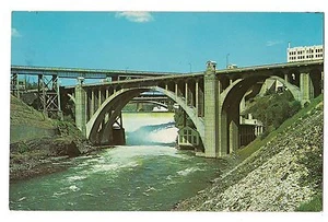 UNTERE FÄLLE Spokane River MONROE STREET BRIDGE WASHINGTON Postkarte WA KOPPEL - Bild 1 von 2