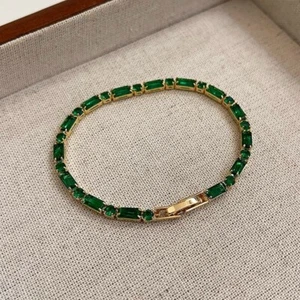 Copper retro emerald zircon bracelet decorated luxury temperament sense - Picture 1 of 11