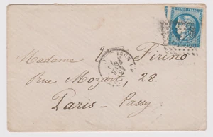 LETTRE 1871 YT 45  / CACHET LOSANGE IRB IRUN BORDEAUX / POUR PASSY - Picture 1 of 1
