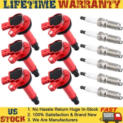 6X Ignition Coils UF553 + 6X Spark Plugs For 2007 2008 Ford Edge SE SEL 3.5L V6 - Image 1 of 4