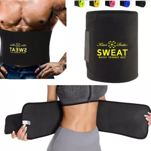 Men Women Waist Cincher Trainer Belt Sweat Wrap Tummy Control Stomach Fat Burner - Picture 1 of 20