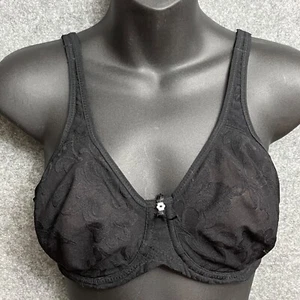 Lunaire 36C Retro Full Coverage Semi-sheer Black Unpadded Seamless Underwire Bra - Picture 1 of 12