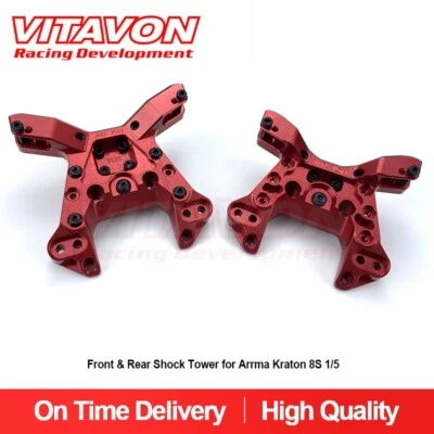 Vitavon CNC Alu #7075 Front & Rear Shock Tower for Arrma Kraton 8S 1/5 Red - Image 1 of 3
