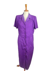 Melissa Harper Maxi langes Kleid Gr. 10 lila Button Down Taschen 90er Vintage - Bild 1 von 6