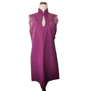 Shanghai Tang Purple Mandarin Collar Sleeveless Dress US6 Elegant Formal - Picture 1 of 6