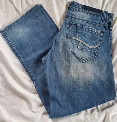 Parish Nation Jeans Mens Size 34 Button Fly Distressed 100% Cotton RN # 119972  - Image 1 of 4