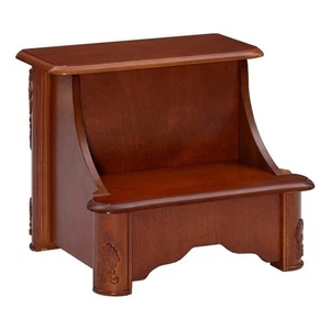 Linon Woodbury Wood Bed Steps with Storage in Brown - Picture 1 of 13