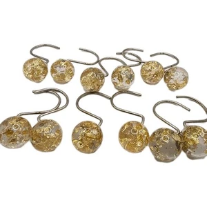 Vintage MCM Gold Fleck Clear Round Shower Curtain Hooks Elegant Lucite Acrylic - Picture 1 of 6