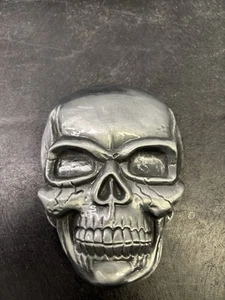 Collectible Vintage 1980s Occult Grit Hell Skeleton Skull Metal Belt Buckle HTF - Picture 1 of 2