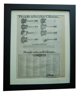GIBSON GUITARS+POSTER+AD+QUALITY FRAMED RARE ORIGINAL 1976+FAST WORLD SHIP! - Imagen 1 de 7