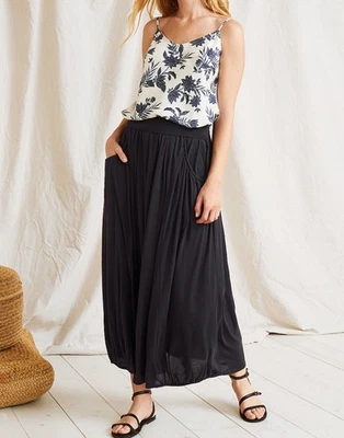 Garnet Hill Womens Favorite Maxi Knit Skirt Pull On Pockets Modal Cotton Blue  S - Image 1 of 4