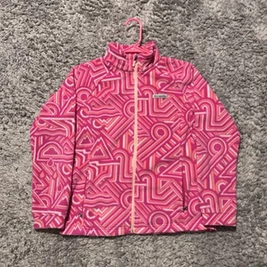 Columbia Jacket Fleece Girls Size XL (18-20) Pink Geometric Design VTG Zip Up - Picture 1 of 7