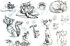 Katzen & Mäuse lustige skurrile Katze Kätzchen Clear Stamp 4,25" x 6,25" - Bild 1 von 1