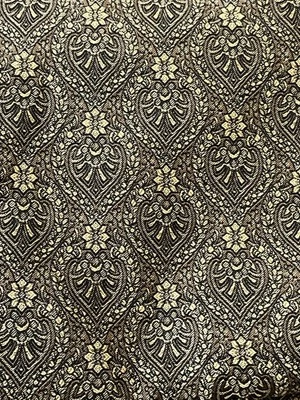 Hermosa tela de tapicería marrón y hoja dorada leer Foto 1 de 4