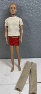 BAMBOLA MATTEL KEN VINTAGE capelli castani floccati 1961 con costume da bagno e pantaloni extra - Foto 1 di 11