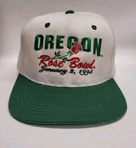 Vintage 1995 Oregon Ducks Rose Bowl Hat Snapback White Embroidered Headmaster - Picture 1 of 8