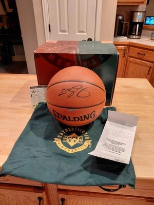 LEBRON JAMES UPPERDECK SIGNED FULL SIZE BASKETBALL AUTOGRAPH BOX COA BAG - Image 1 of 4