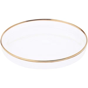 Plymor 4.5" x 4.5" Round Glass Display Tray (Gold Rim) - Picture 1 of 1