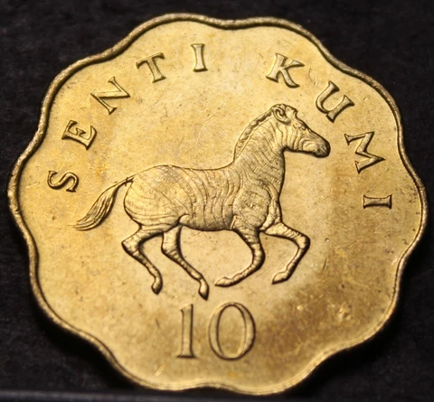 Tanzania 10 Senti, 1984 Gem Unc~Scalloped~Running ZEBRA~Last Year Ever~Free Ship Cover