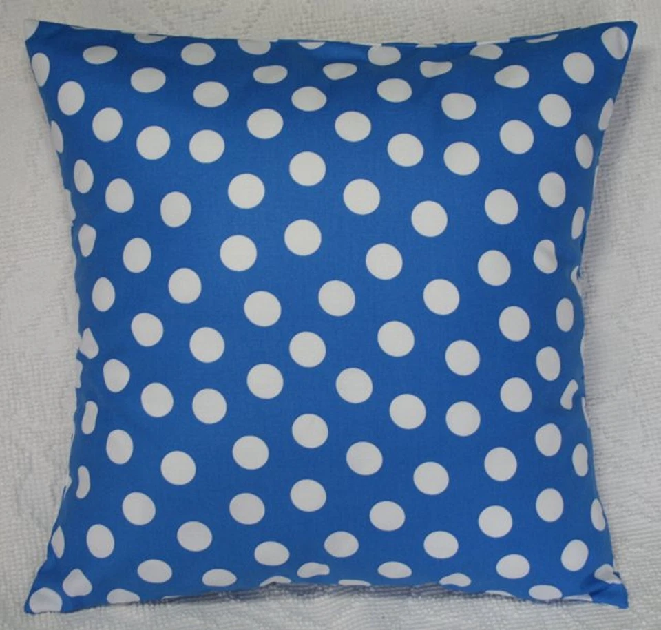 Funda Almohada 16" Lunares Blanco Azul 16X16 Pulgadas Acento Cojín Funda Foto 1 de 1