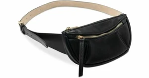INC Borsa da donna con cintura in ecopelle ciottolata 2 cerniere nera - Foto 1 di 5