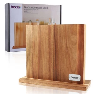 Knife Block Double-Sided Magnetic Wooden Knife Holder Knife Storage Organizer - Picture 1 of 9
