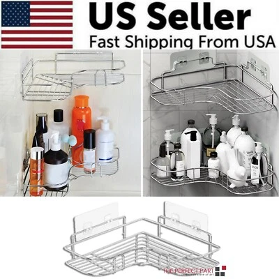 Shower Caddy Shelf Bathroom Corner Bath Storage Holder Organizer Triangular Rack - Image 1 of 4