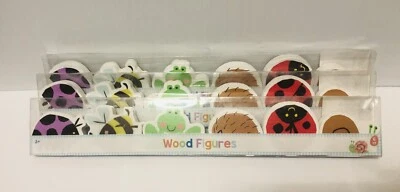 6 Count Horizon Wood Figures Bugs Lot of 3 Total 18 Snail Ladybug Bee Frog etc. - Image 1 of 3