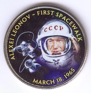 March 18, 1965 + "Alexi Leonov ~ First Spacewalk" + Colorized + JFK Half Dollar - Picture 1 of 2