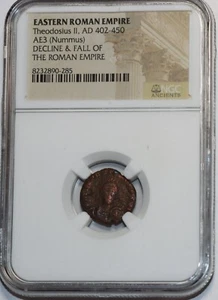 THEODOSIUS II ROMAN EMEROR AD 402-450 COIN NGC CERTIFIED AUTHENTIC & COA #2795 - Picture 1 of 2